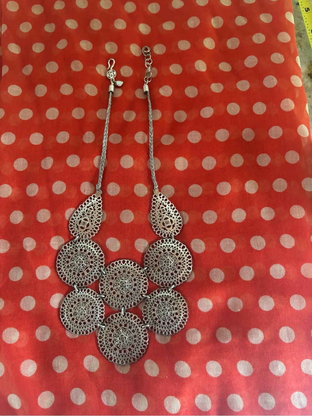 Stella & Dot Silver Filigree Medallion Necklace